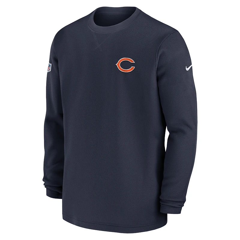 Men's Nike  Navy Chicago Bears 2023 Sideline Throwback Heavy Brushed Waffle Long Sleeve Top