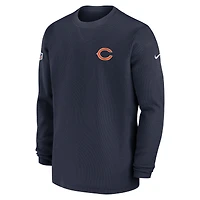 Men's Nike  Navy Chicago Bears 2023 Sideline Throwback Heavy Brushed Waffle Long Sleeve Top
