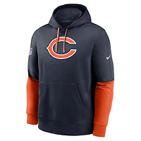 Sweat à capuche Nike bleu marine Chicago Bears 2024 Sideline Club pour homme