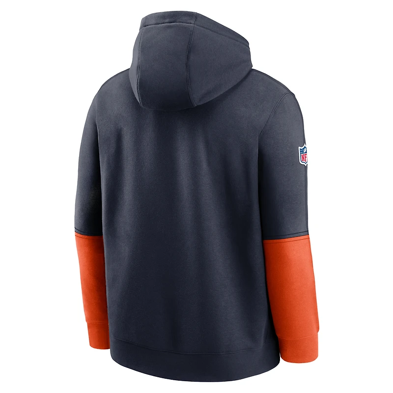 Sweat à capuche Nike bleu marine Chicago Bears 2024 Sideline Club pour homme