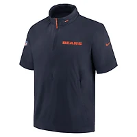 Men's Nike Navy Chicago Bears 2024 Sideline Coach Short Sleeve Half-Zip Hoodie Jacket