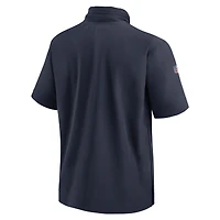 Men's Nike Navy Chicago Bears 2024 Sideline Coach Short Sleeve Half-Zip Hoodie Jacket