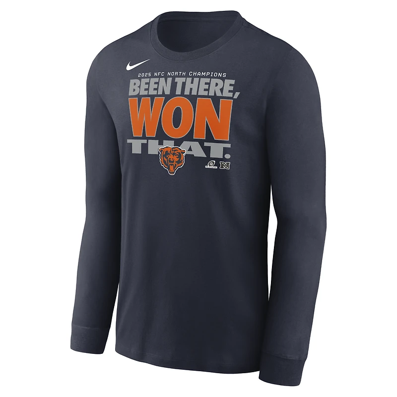 Men's Nike  Navy Chicago Bears 2025 NFC North Division Champions Locker Room Trophy Collection Long Sleeve T-Shirt
