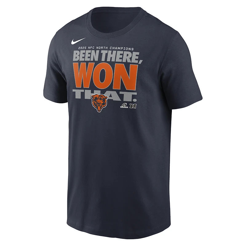 T-shirt Nike bleu marine pour homme, collection trophées des Chicago Bears, champions de la division NFC Nord 2025