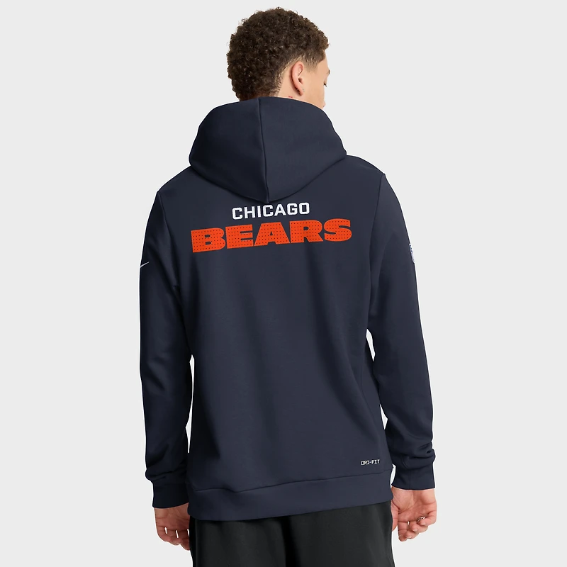 Sweat à capuche Nike bleu marine Chicago Bears 2025 Sideline Standard Issue Club Dri-FIT pour homme