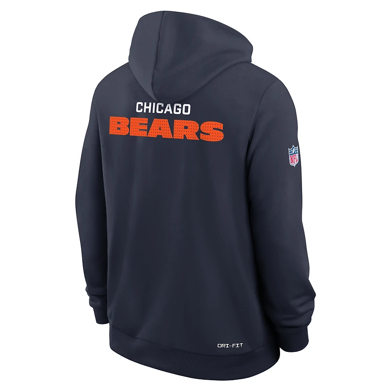 Sweat à capuche Nike bleu marine Chicago Bears 2025 Sideline Standard Issue Club Dri-FIT pour homme
