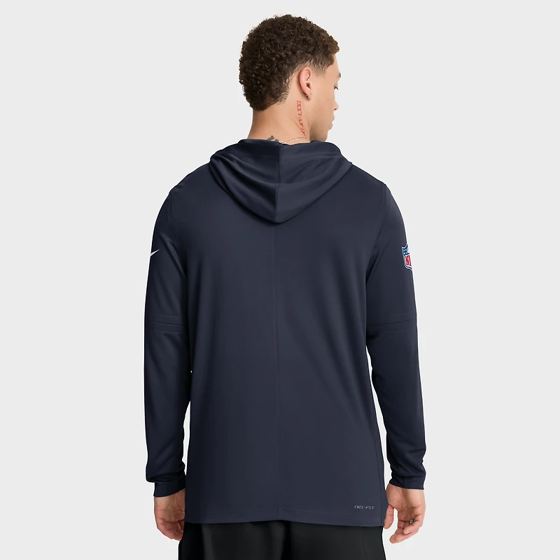 Men's Nike Navy Chicago Bears Big & Tall Sideline Dri-FIT Long Sleeve Hoodie T-Shirt