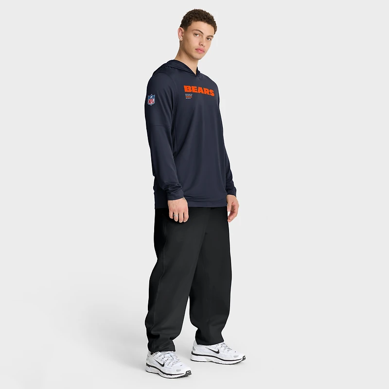 Men's Nike Navy Chicago Bears Big & Tall Sideline Dri-FIT Long Sleeve Hoodie T-Shirt