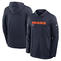 Men's Nike Navy Chicago Bears Big & Tall Sideline Dri-FIT Long Sleeve Hoodie T-Shirt