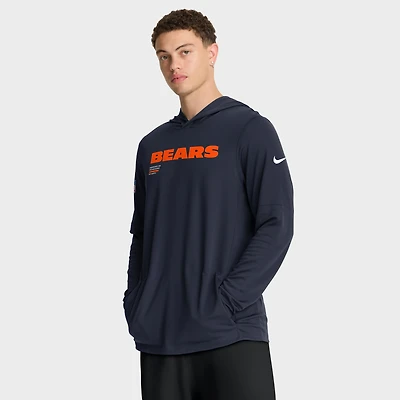 Men's Nike Navy Chicago Bears Big & Tall Sideline Dri-FIT Long Sleeve Hoodie T-Shirt