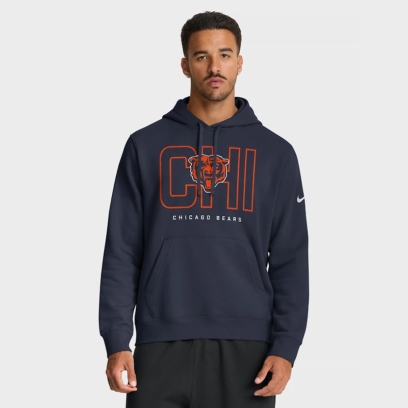 Sweat à capuche en molleton Nike Chicago Bears Busted Play Club bleu marine pour homme