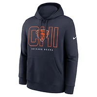 Men's Nike Navy Chicago Bears Busted Play Club Fleece Pullover Hoodie