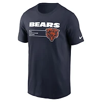 T-shirt essentiel Nike Chicago Bears Division pour homme, bleu marine