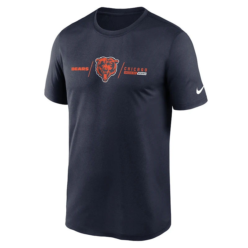 Men's Nike Navy Chicago Bears Horizontal Lockup Legend Performance T-Shirt
