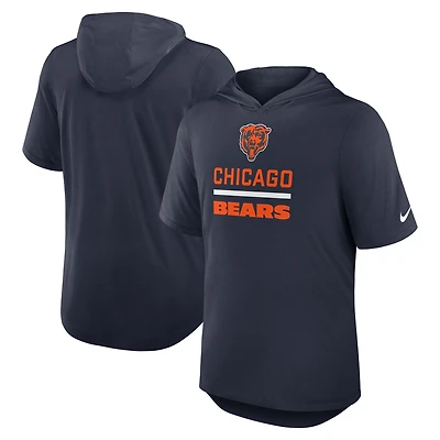Men's Nike Navy Chicago Bears Lockup Tri-Blend Hoodie T-Shirt