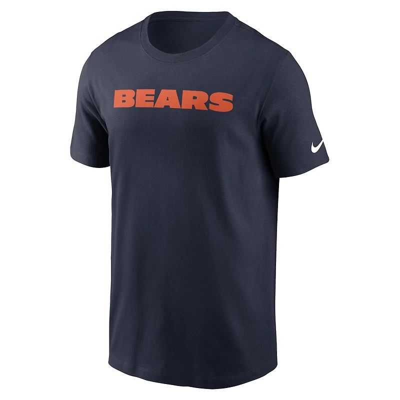 T-shirt essentiel Nike pour hommes, bleu marine, Chicago Bears Primetime Wordmark