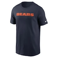T-shirt essentiel Nike pour hommes, bleu marine, Chicago Bears Primetime Wordmark