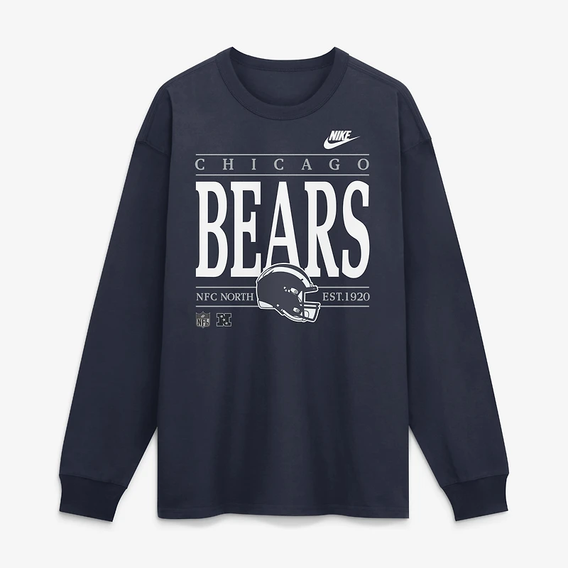 Men's Nike Navy Chicago Bears Red Zone Long Sleeve Max 90 T-Shirt