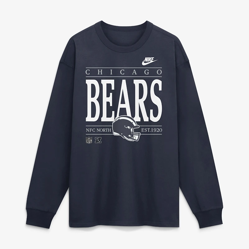 Men's Nike Navy Chicago Bears Red Zone Long Sleeve Max 90 T-Shirt