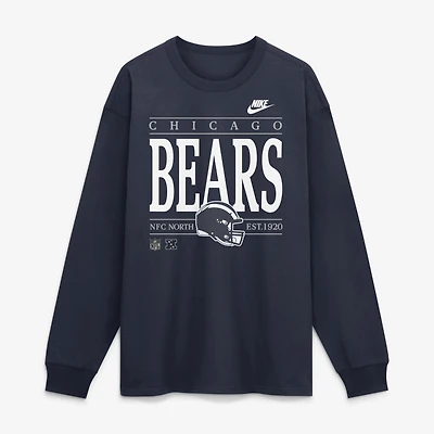 Men's Nike Navy Chicago Bears Red Zone Long Sleeve Max 90 T-Shirt