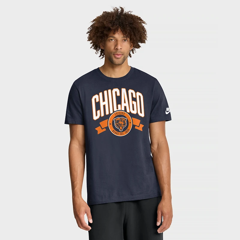 T-shirt Nike bleu marine Chicago Bears Rewind pour homme, coupe classique, manches longues et col rond