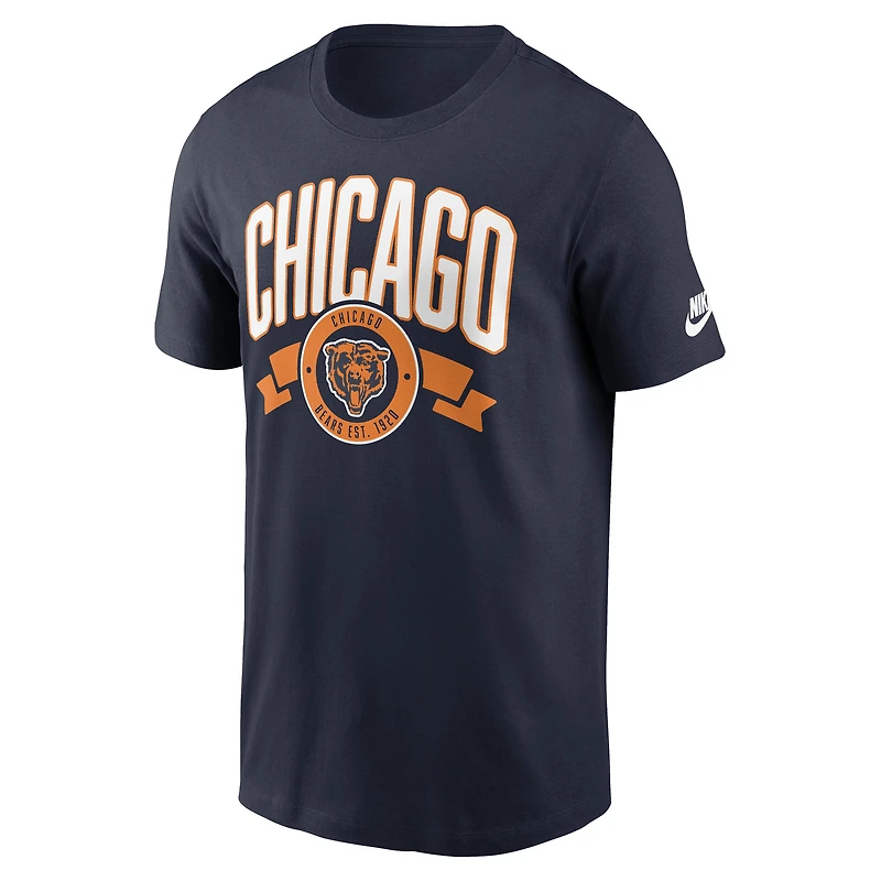 T-shirt Nike bleu marine Chicago Bears Rewind pour homme, coupe classique, manches longues et col rond