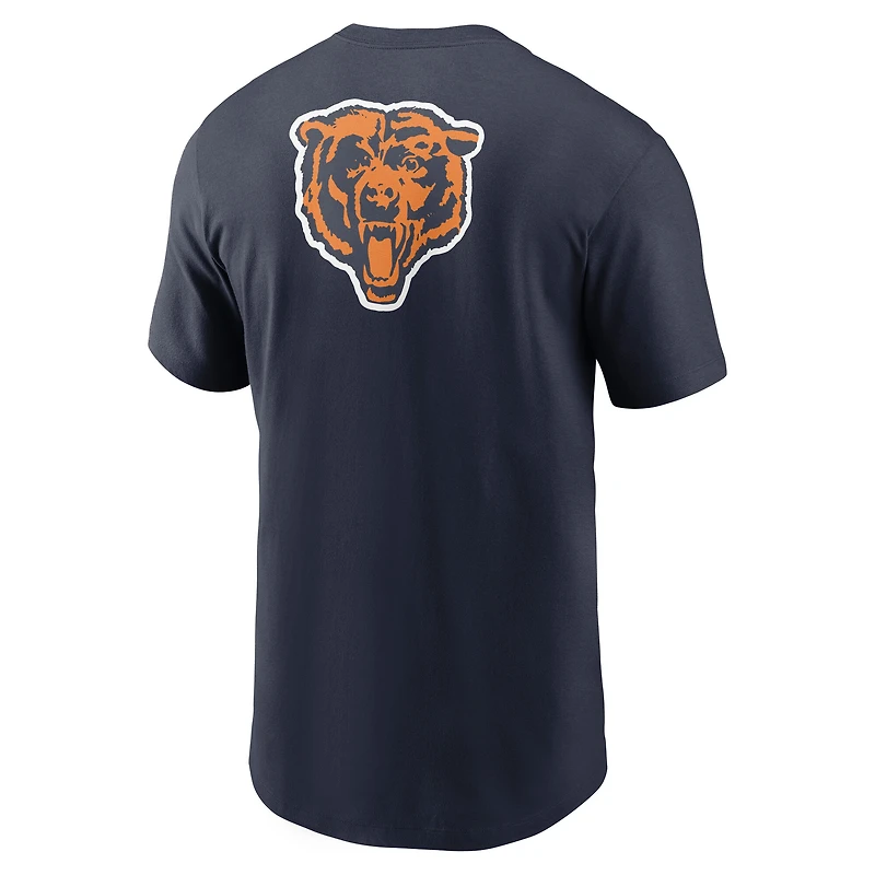 T-shirt Nike bleu marine Chicago Bears Rewind pour homme, coupe classique, manches longues et col rond