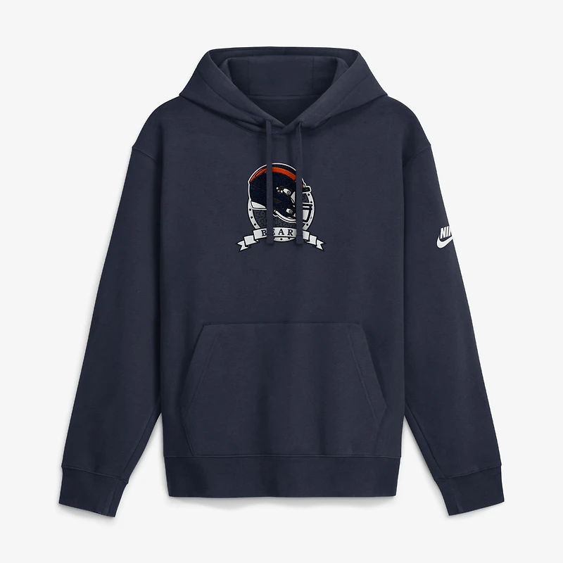 Men's Nike  Navy Chicago Bears Short Pass Rewind Club Fleece Hoodie