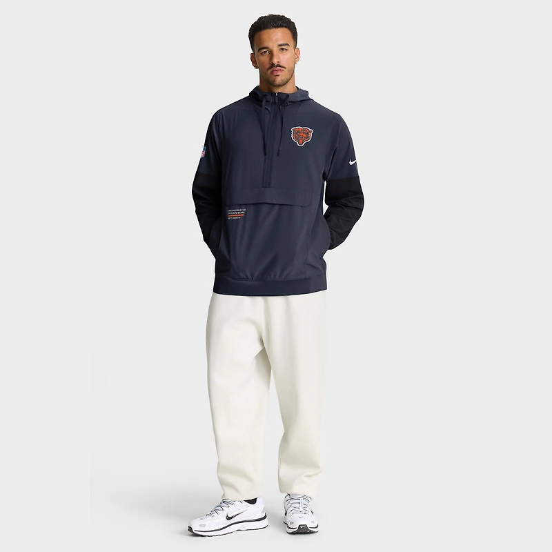 Men's Nike Navy Chicago Bears Sideline Anorak Half-Zip Hoodie Jacket