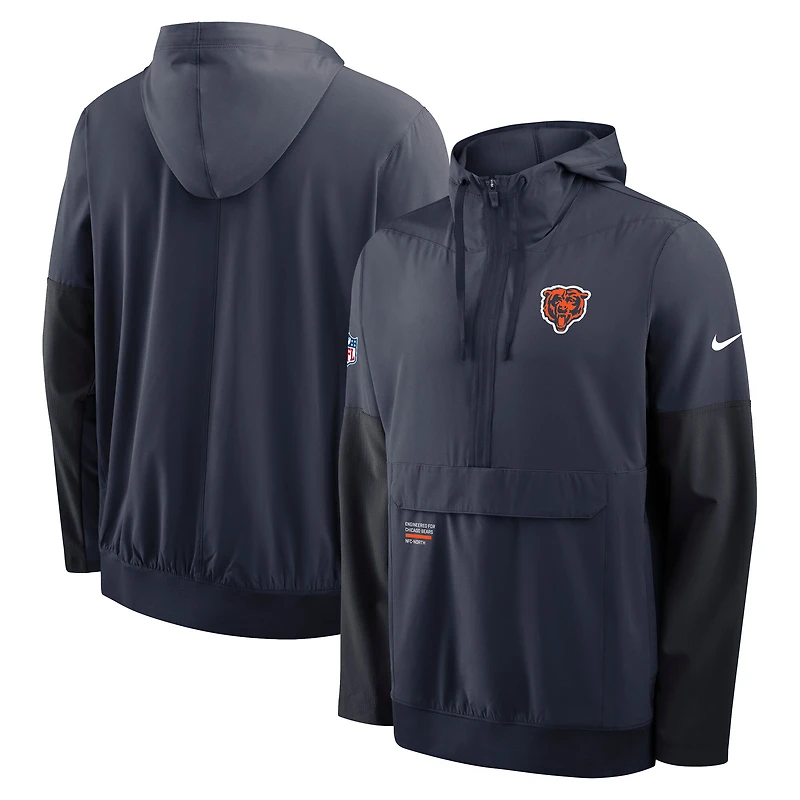 Men's Nike Navy Chicago Bears Sideline Anorak Half-Zip Hoodie Jacket