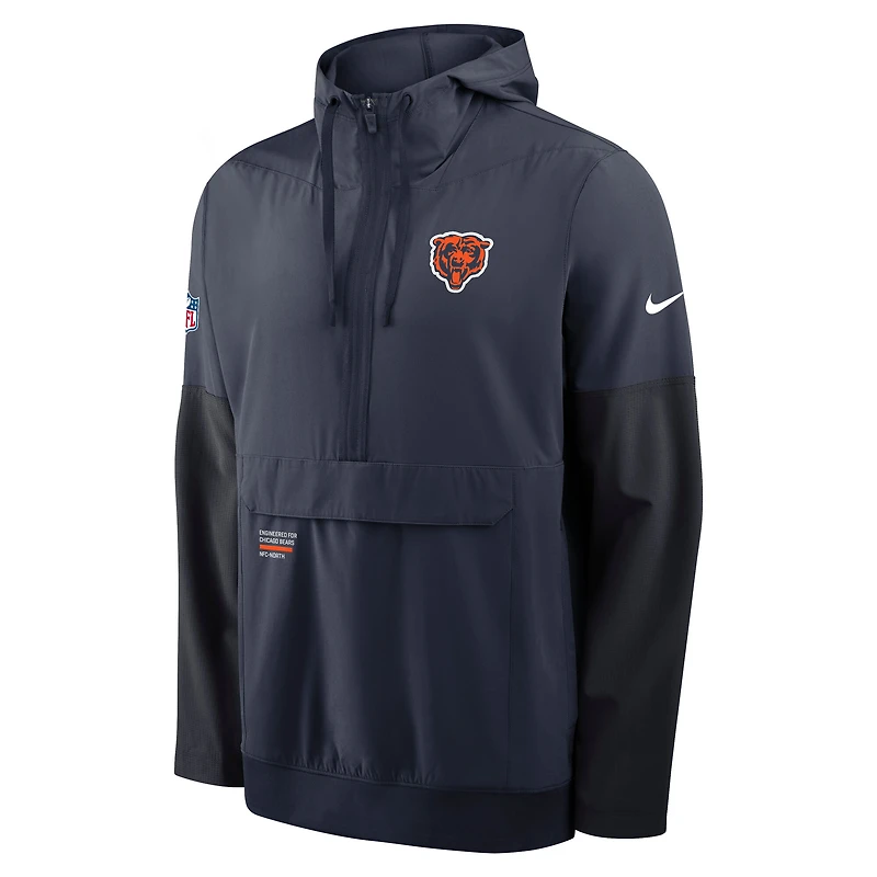 Men's Nike Navy Chicago Bears Sideline Anorak Half-Zip Hoodie Jacket