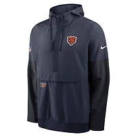 Men's Nike Navy Chicago Bears Sideline Anorak Half-Zip Hoodie Jacket