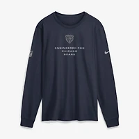 T-shirt à manches longues Nike Chicago Bears Sideline Bold Arch Star Dri-FIT pour homme, bleu marine