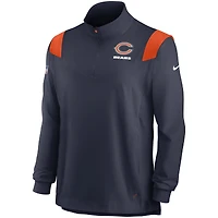Haut à manches longues avec fermeture Éclair quart de finale Nike Chicago Bears Sideline Coach Chevron Lockup pour homme - Bleu marine