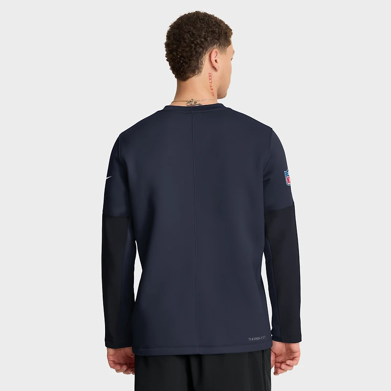 Men's Nike Navy Chicago Bears Sideline Coach Therma-FIT Long Sleeve T-Shirt