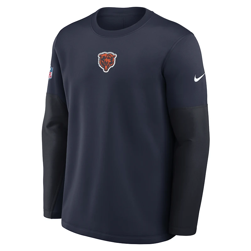 Men's Nike Navy Chicago Bears Sideline Coach Therma-FIT Long Sleeve T-Shirt