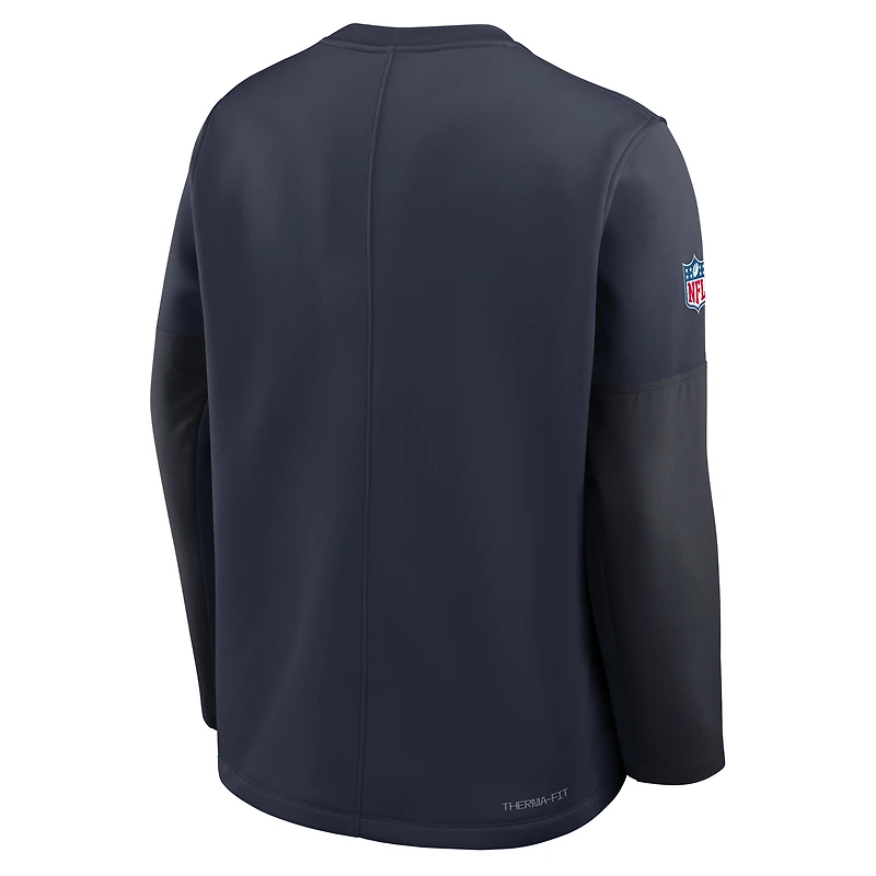 Men's Nike Navy Chicago Bears Sideline Coach Therma-FIT Long Sleeve T-Shirt