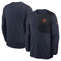 Maillot Nike bleu marine Chicago Bears Sideline Coach UV Dri-FIT à manches longues pour homme