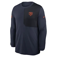 Maillot Nike bleu marine Chicago Bears Sideline Coach UV Dri-FIT à manches longues pour homme