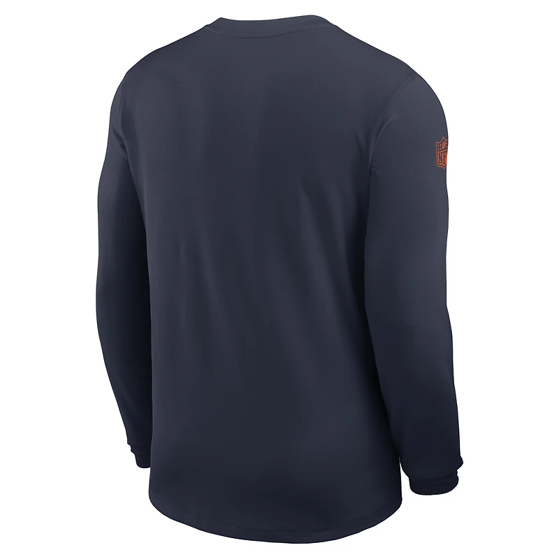 Maillot Nike bleu marine Chicago Bears Sideline Coach UV Dri-FIT à manches longues pour homme