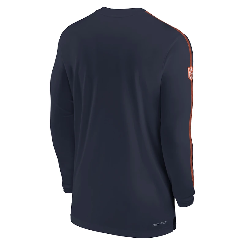 Men's Nike Navy Chicago Bears Sideline Coach UV Performance Long Sleeve T-Shirt