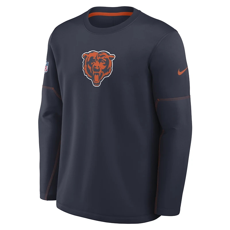 Sweat-shirt Nike Therma-FIT mi-lourd pour homme, bleu marine, Chicago Bears, modèle Sideline Coaches