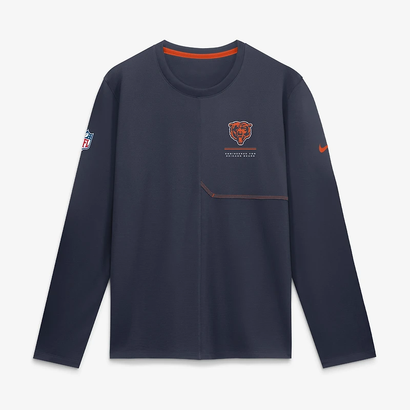 Men's Nike  Navy Chicago Bears Sideline Coaches UV Dri-FIT Long Sleeve Shirt