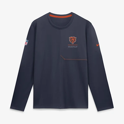 Men's Nike  Navy Chicago Bears Sideline Coaches UV Dri-FIT Long Sleeve Shirt