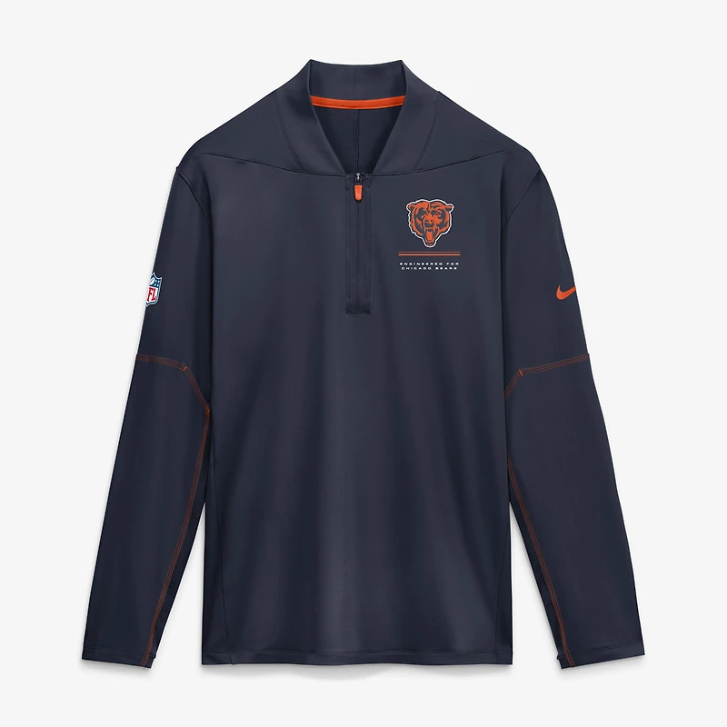 Men's Nike Navy Chicago Bears Sideline Dri-FIT Half-Zip Pullover