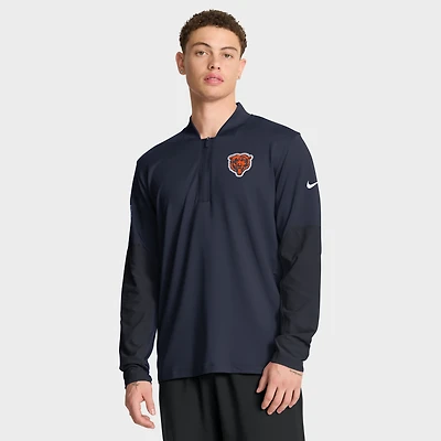 Pull Nike bleu marine Chicago Bears Sideline Dri-FIT à demi-zip pour homme