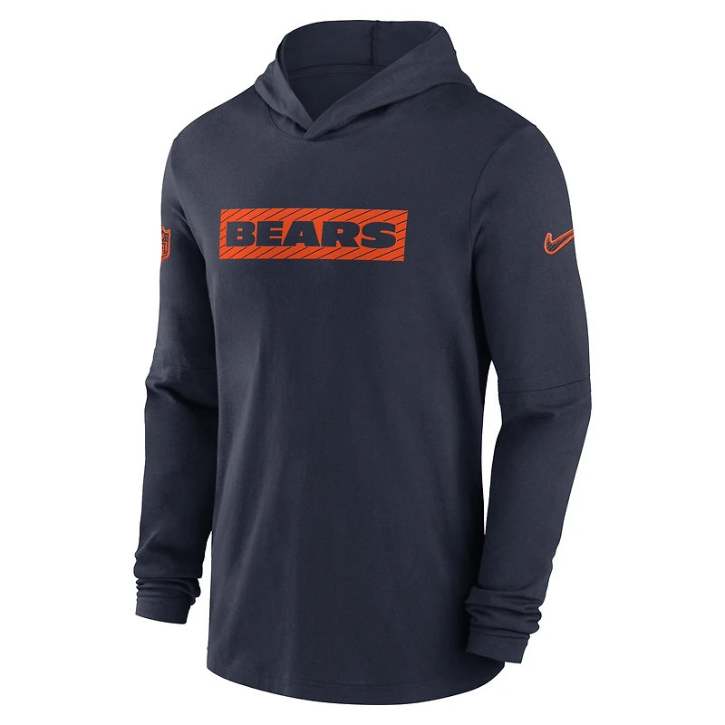 Men's Nike Navy Chicago Bears Sideline Hoodie Performance Long Sleeve T-Shirt