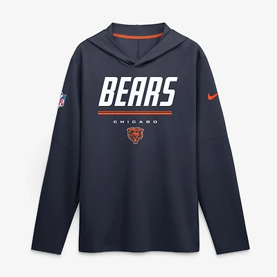 Haut à capuche léger manches longues Nike Dri-FIT pour homme, coloris marine Chicago Bears.