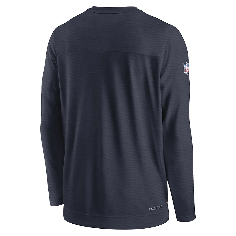 Men's Nike Navy Chicago Bears Sideline Lockup Performance - Long Sleeve T-Shirt