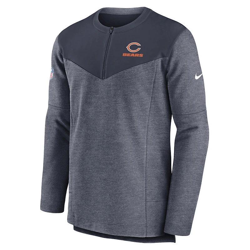 Men's Nike Navy Chicago Bears Sideline Lockup Performance Quarter-Zip Top
